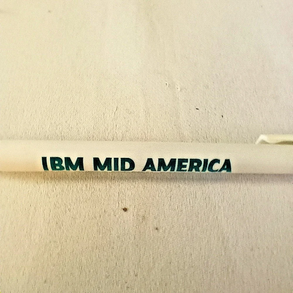 IBM Mid America Employees Federal Credit Union Ballpoint Pen White Vintage Promo